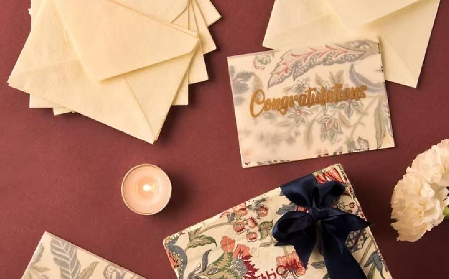 Gift envelopes, a card and a wrapped present